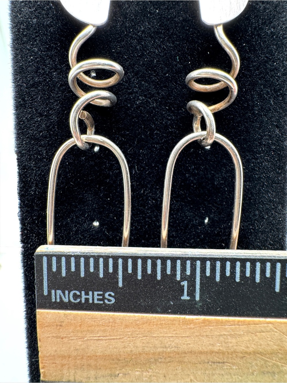 Sterling Silver Spiral Oval Drop Dangling Post Earrings - Picture 14 of 16